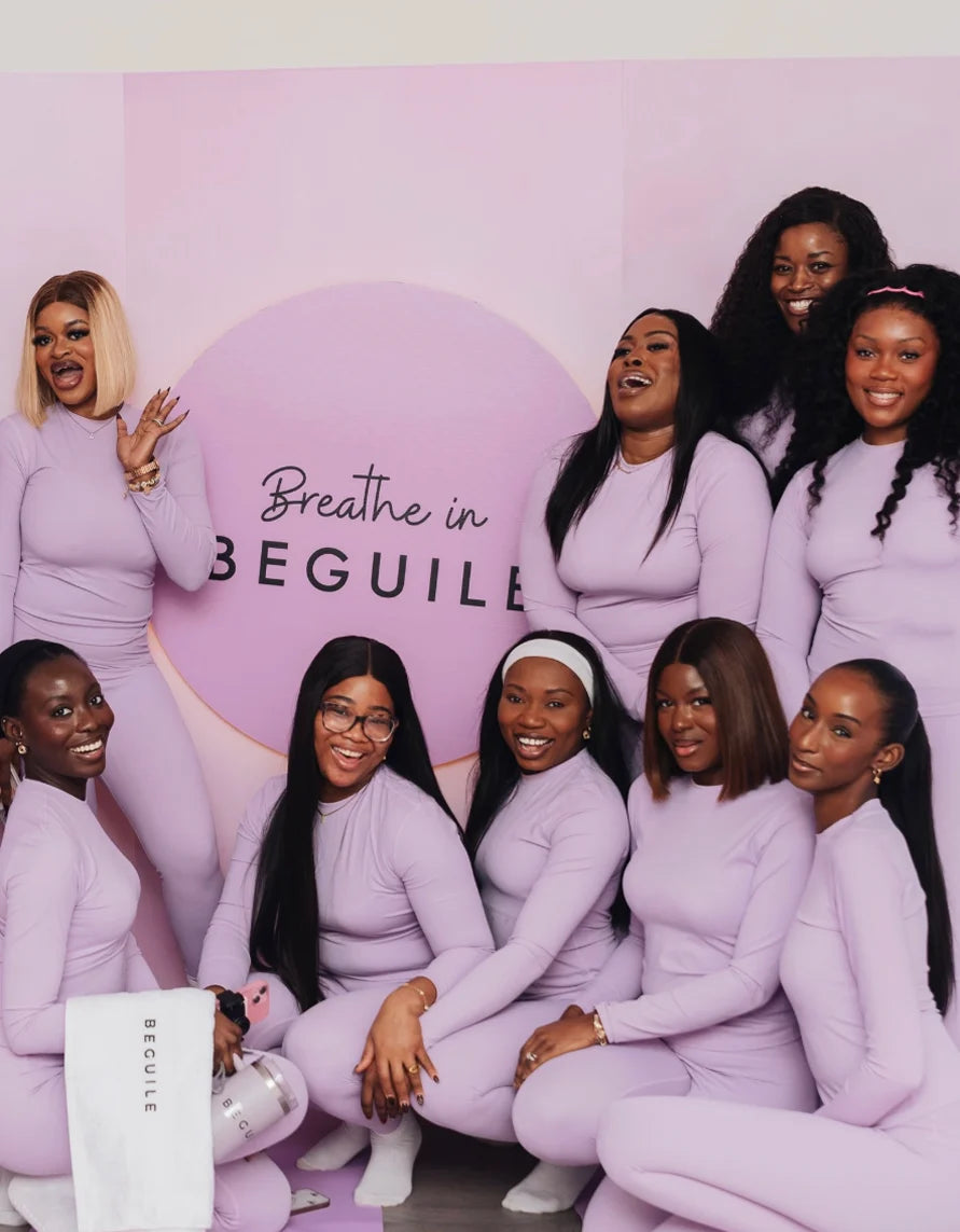 The Beguile community in lilac at the Breathe in Beguile campaign